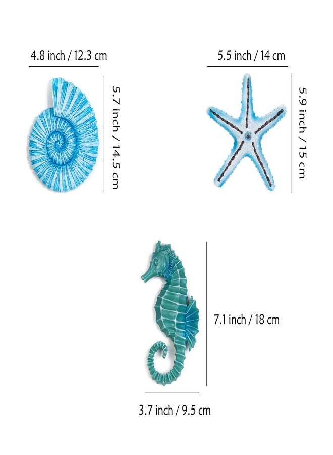 AIM & GGKK 3D Art Ocean Beach Wall Decor Coastal Decorations Sets with Starfish, Seahorse,Conch for Bedroom Bathroom Livingroom Beach House - Image 2